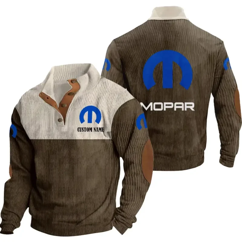 Car Men's Stand Up Collar Base Shirt, Collar Hoodie Exclusive Logo For Car Motorcycles Fans CAR20012126 - Brown
