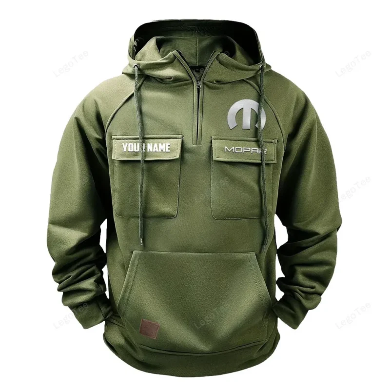 Car Hoodie Tactical Quarter Zip, Hoodie Exclusive Logo For Car Lovers - Army Green CAR109021425380-1