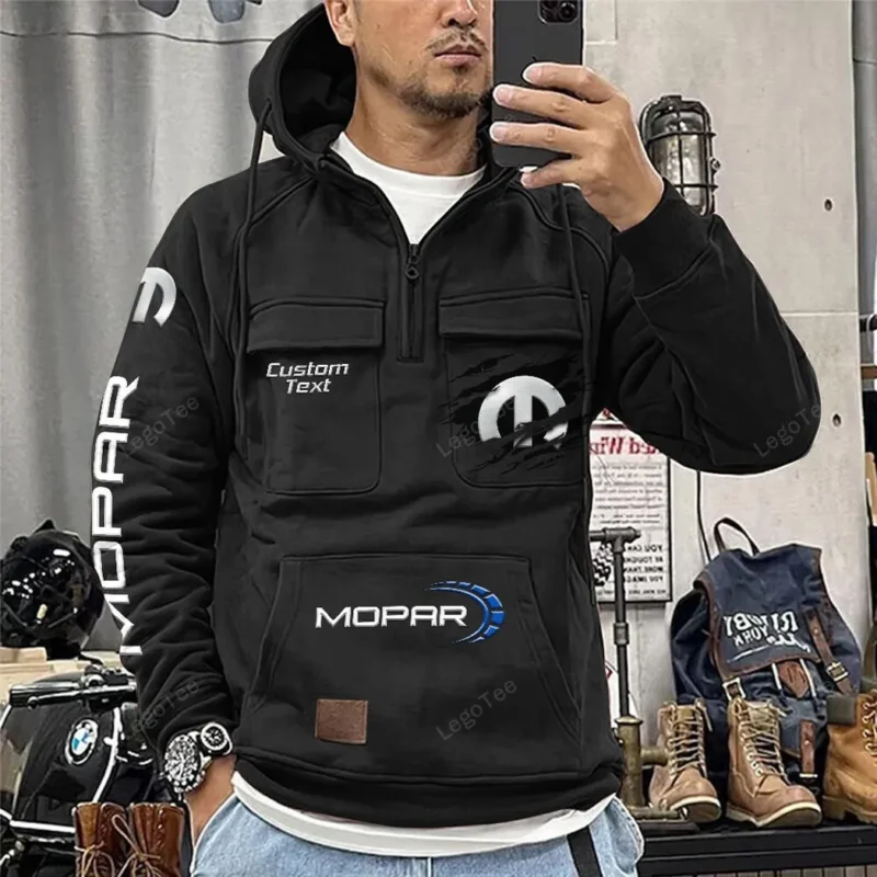 Car Hoodie Tactical Quarter Zip, Hoodie Exclusive Logo For Car Lovers - Black CAR122021425050-2 - Image 2