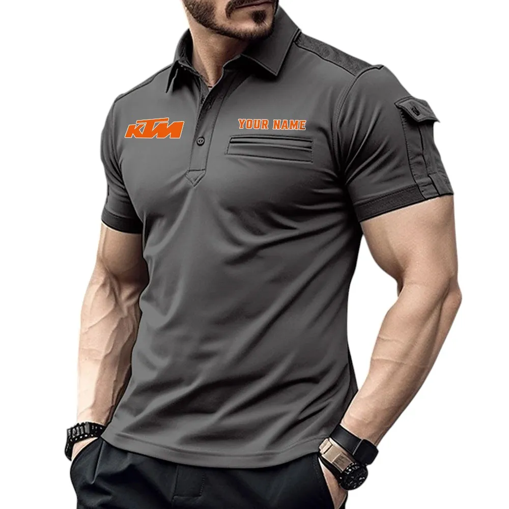 Motorbikes Fans Gift Pocket Polo Shirt, Polo Shirt Exclusive Logo For Motorbikes Fan, Custom Name CAR445060325027 - Gray