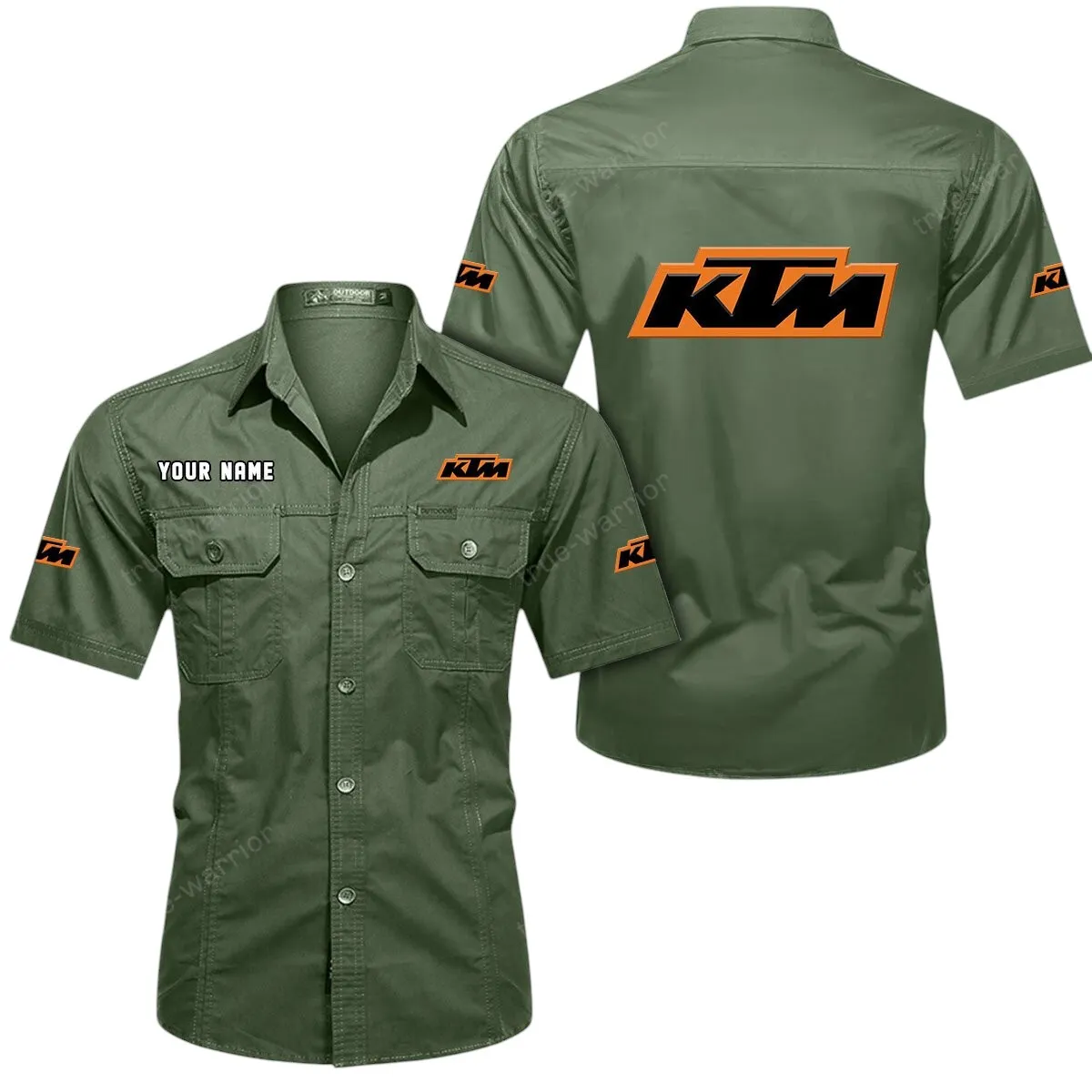Motorbikes Racing Lovers Gift Short Sleeved Shirt, Button Up Shirt Exclusive Logo For Car Owners CAR444052625801 - Army Green