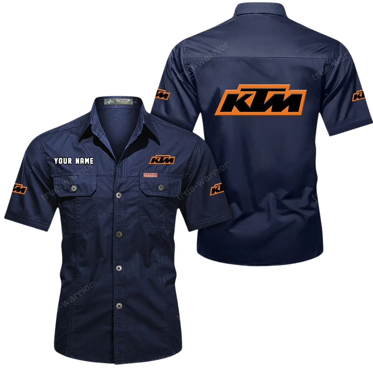 Motorbikes Racing Lovers Gift Short Sleeved Shirt, Button Up Shirt Exclusive Logo For Car Owners CAR444052625801 - Dark Blue