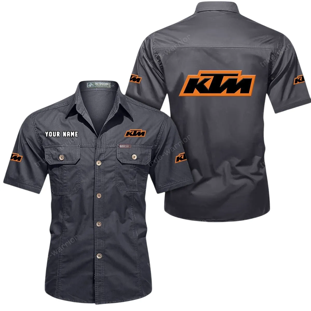 Motorbikes Racing Lovers Gift Short Sleeved Shirt, Button Up Shirt Exclusive Logo For Car Owners CAR444052625801 - Gray