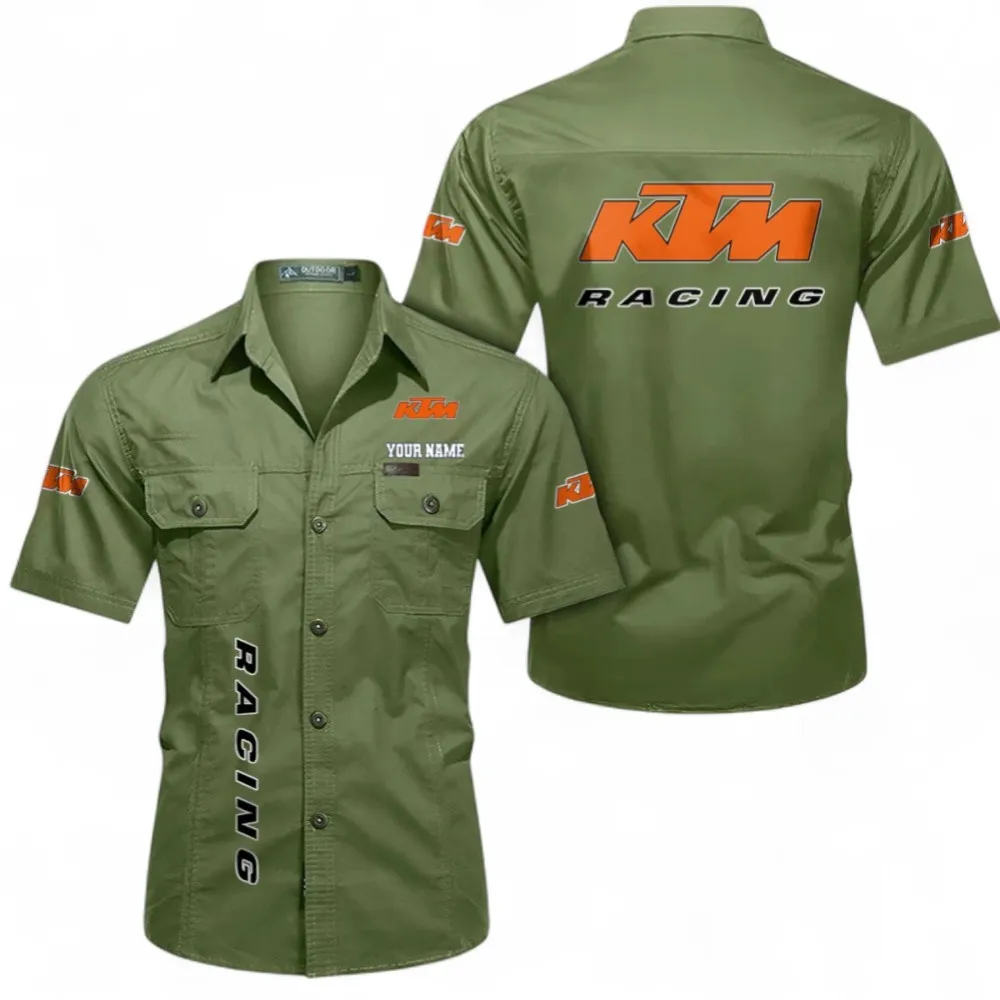 Motorbikes Short Sleeved Shirt, Button up Shirt Exclusive Logo For Car Owners, Custom Name CAR392072125810-Fruit Green