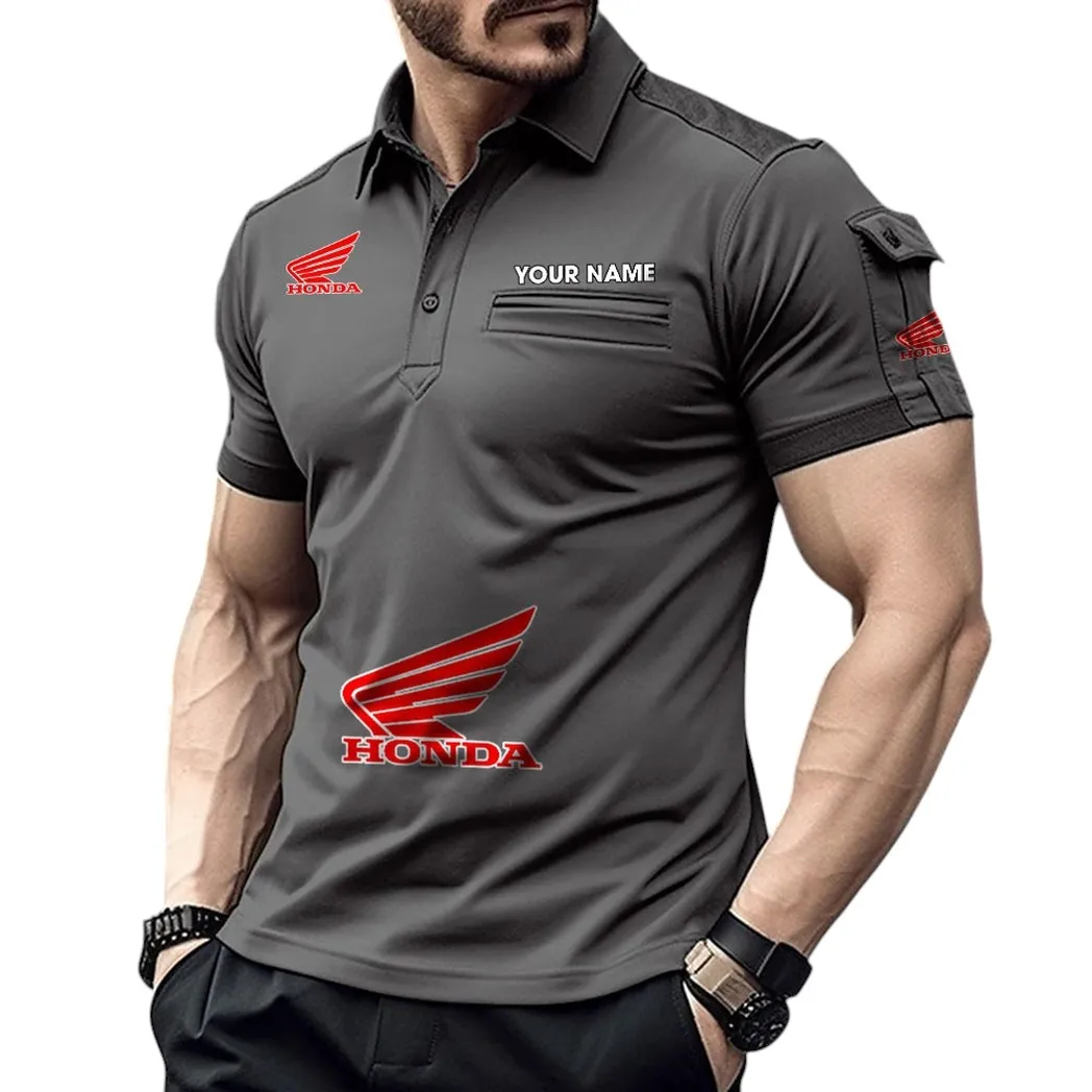 Motorcycles Fans Gift Pocket Polo Shirt, Polo Shirt Exclusive Logo For Motorcycles Fan, Custom Name CAR450051325344 - Gray