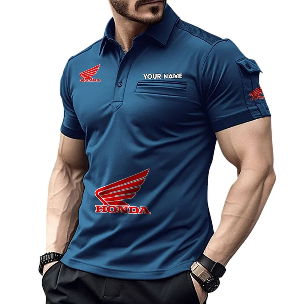 Motorcycles Fans Gift Pocket Polo Shirt, Polo Shirt Exclusive Logo For Motorcycles Fan, Custom Name CAR450051325344 - Navy Blue
