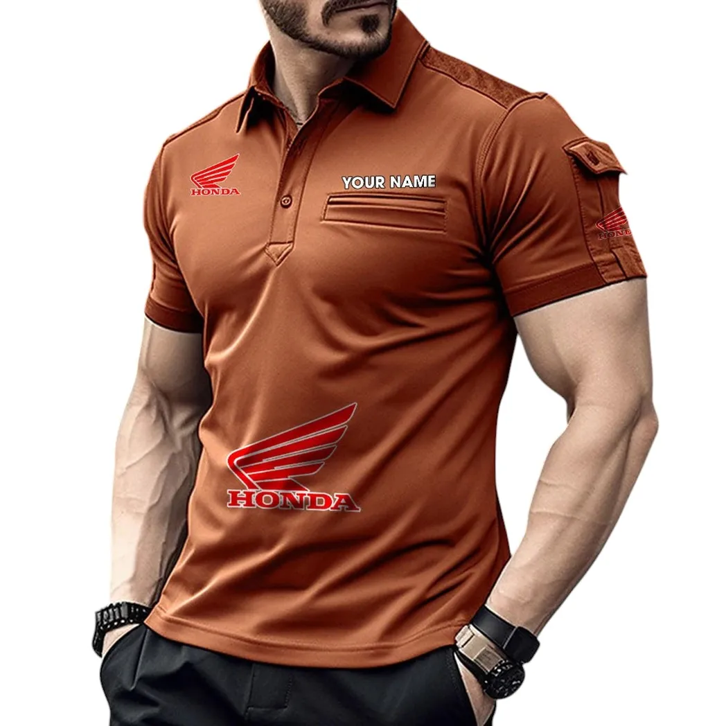 Motorcycles Fans Gift Pocket Polo Shirt, Polo Shirt Exclusive Logo For Motorcycles Fan, Custom Name CAR450051325344 - Orange