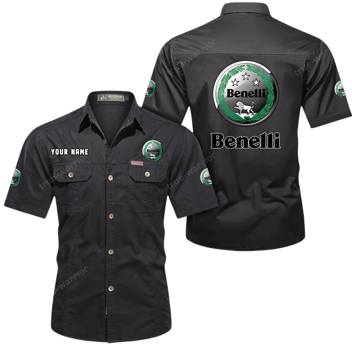 Motorcycles Lovers Gift Short Sleeved Shirt, Button Up Shirt Exclusive Logo For Car Owners CAR444052625782 - Black