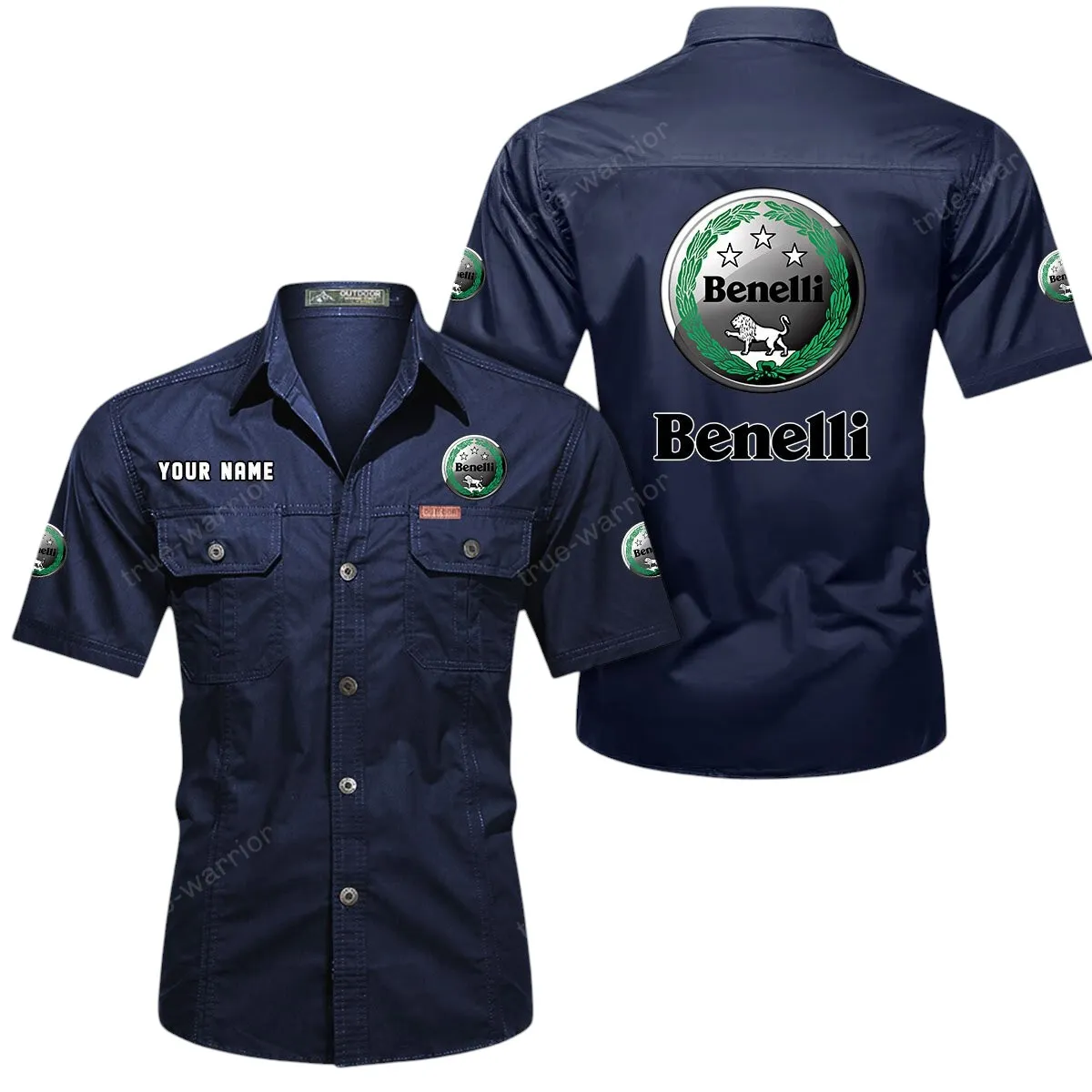 Motorcycles Lovers Gift Short Sleeved Shirt, Button Up Shirt Exclusive Logo For Car Owners CAR444052625782 - Dark Blue