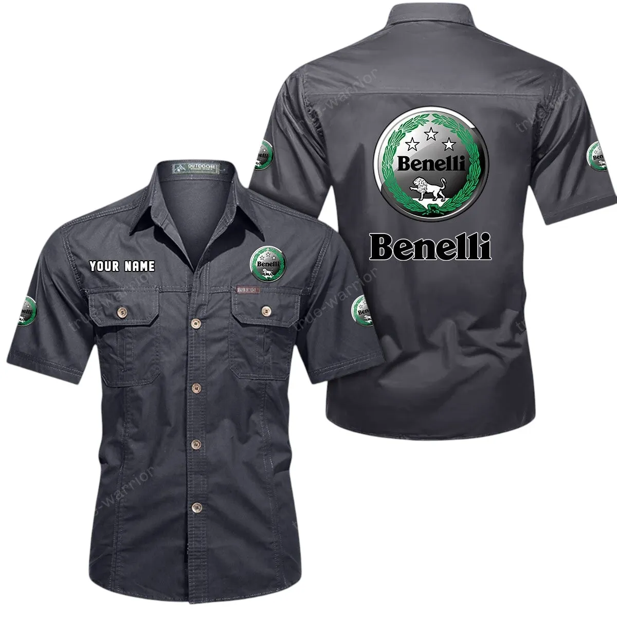 Motorcycles Lovers Gift Short Sleeved Shirt, Button Up Shirt Exclusive Logo For Car Owners CAR444052625782 - Gray