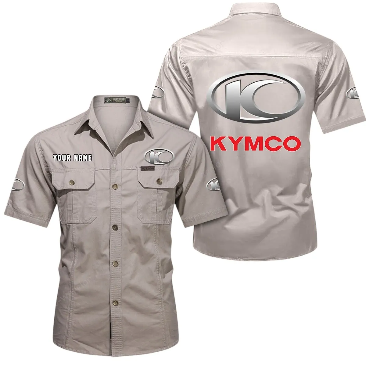Motorcycles Lovers Gift Short Sleeved Shirt, Button Up Shirt Exclusive Logo For Car Owners CAR444052625787 - Beige