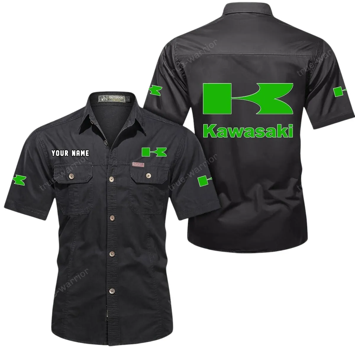 Motorcycles Lovers Gift Short Sleeved Shirt, Button Up Shirt Exclusive Logo For Car Owners CAR444052625812 - Black