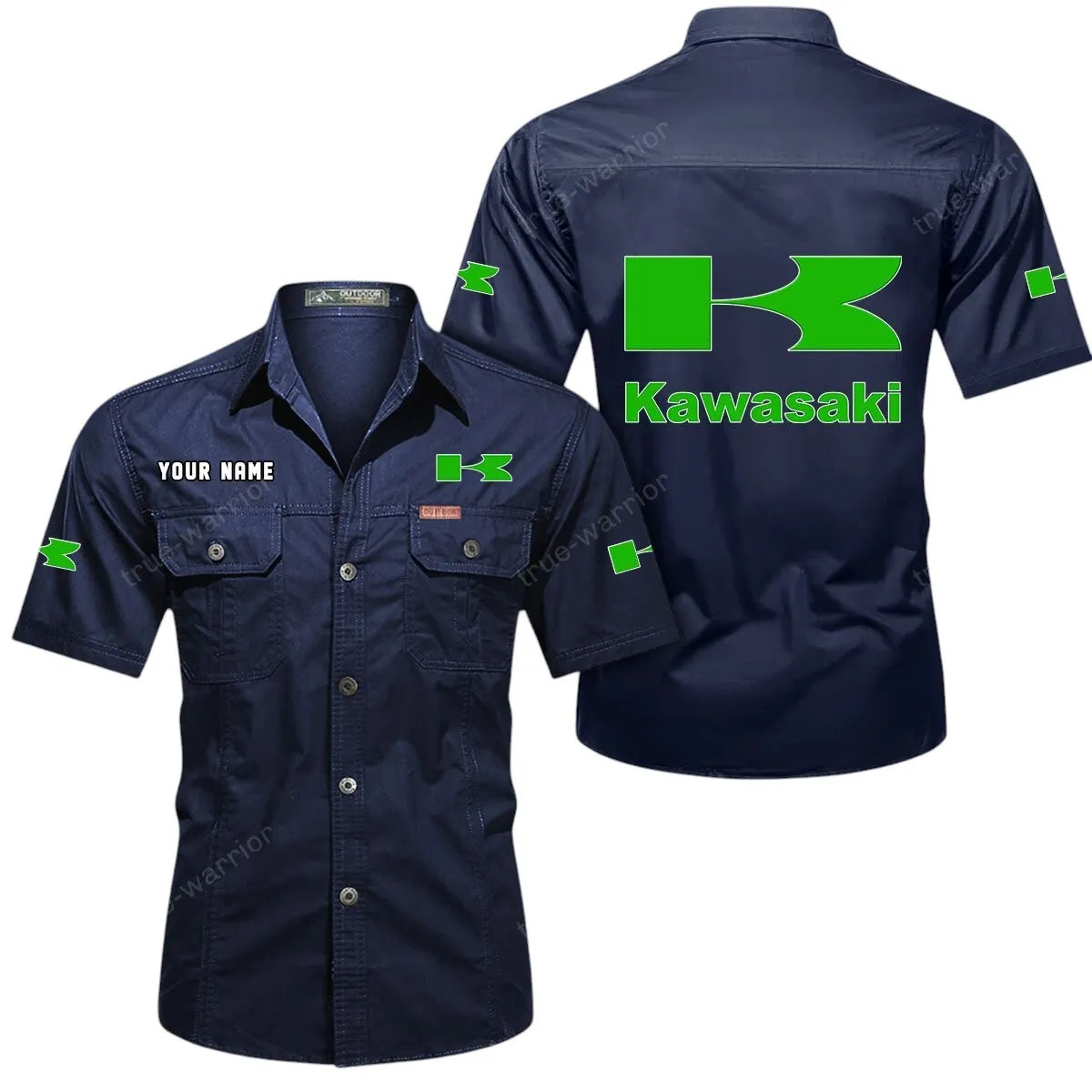 Motorcycles Lovers Gift Short Sleeved Shirt, Button Up Shirt Exclusive Logo For Car Owners CAR444052625812 - Dark Blue