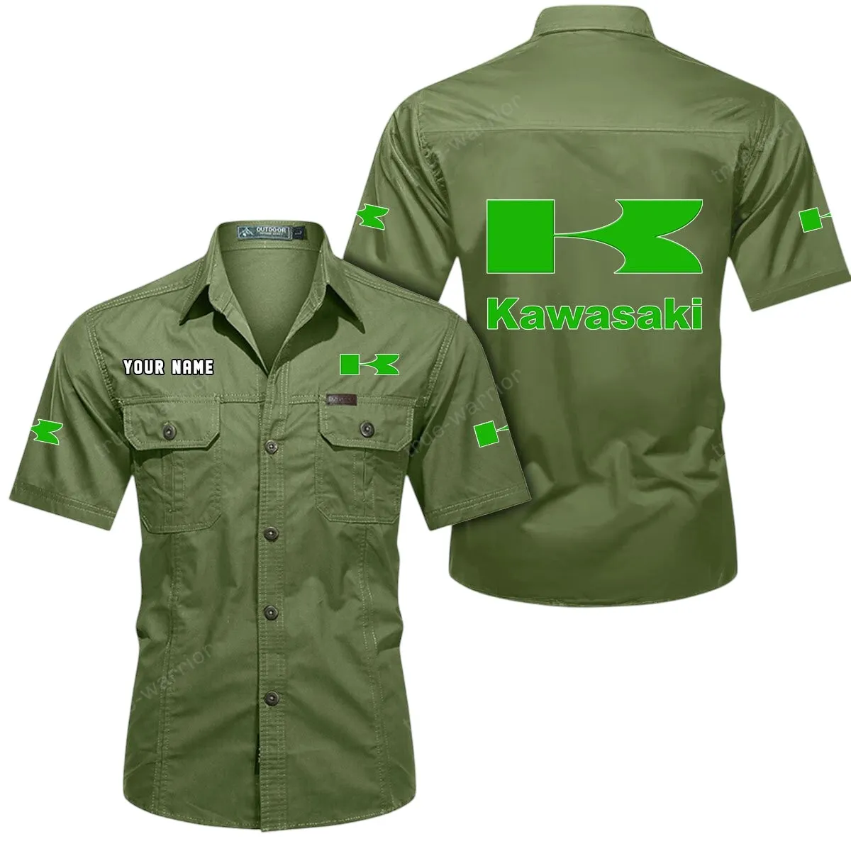 Motorcycles Lovers Gift Short Sleeved Shirt, Button Up Shirt Exclusive Logo For Car Owners CAR444052625812 - Fruit Green