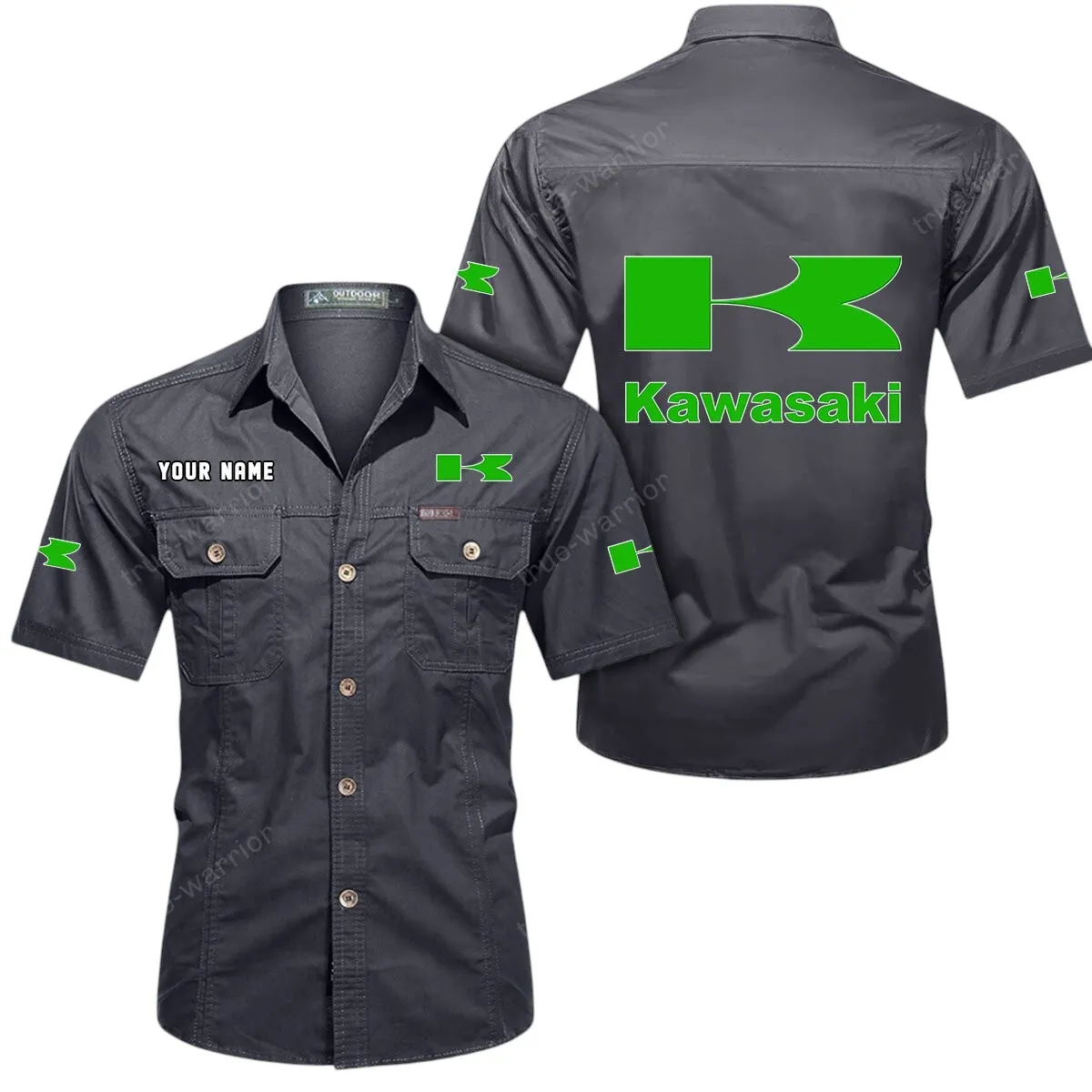Motorcycles Lovers Gift Short Sleeved Shirt, Button Up Shirt Exclusive Logo For Car Owners CAR444052625812 - Gray