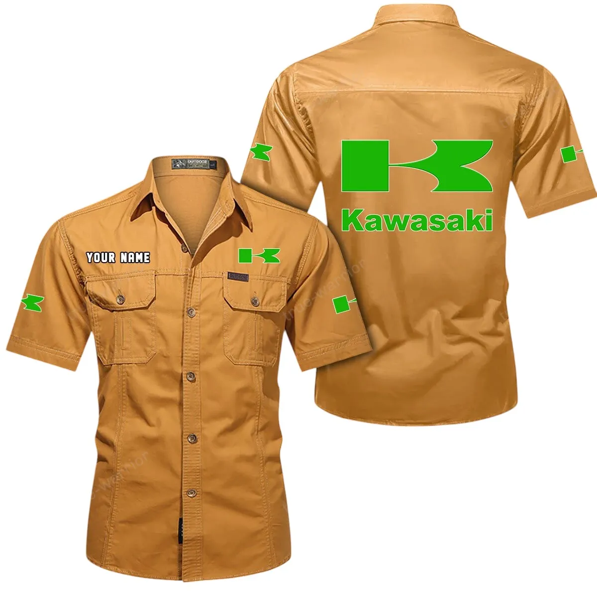 Motorcycles Lovers Gift Short Sleeved Shirt, Button Up Shirt Exclusive Logo For Car Owners CAR444052625812 - Turmeric