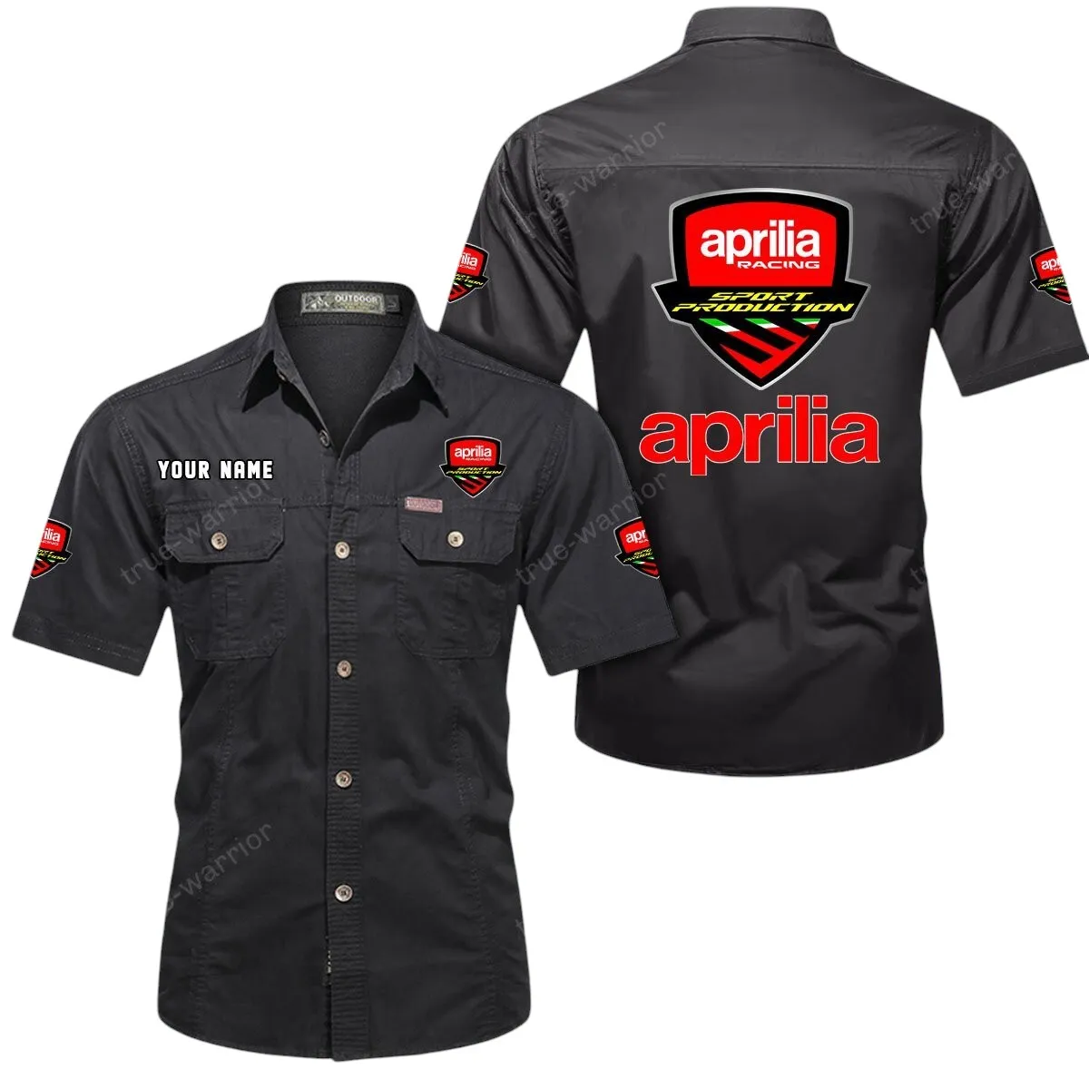 Motorcycles Lovers Gift Short Sleeved Shirt, Button Up Shirt Exclusive Logo For Car Owners CAR444052625817 - Black