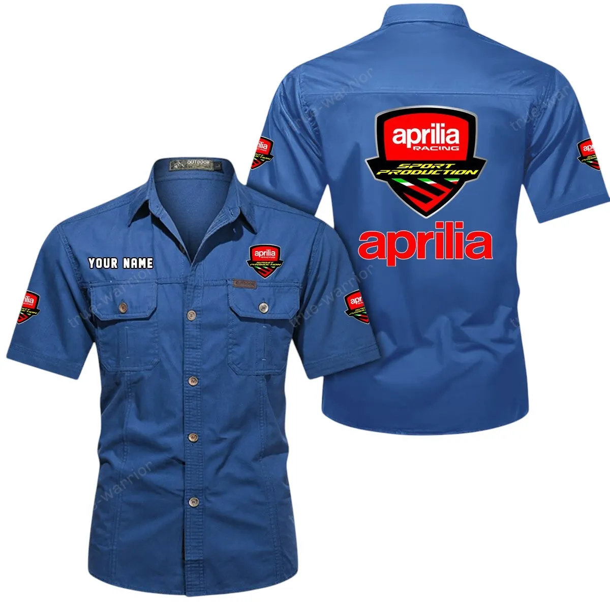 Motorcycles Lovers Gift Short Sleeved Shirt, Button Up Shirt Exclusive Logo For Car Owners CAR444052625817 - Cowboy Blue