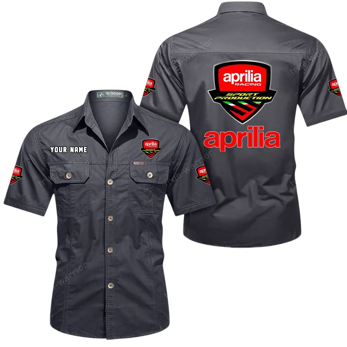 Motorcycles Lovers Gift Short Sleeved Shirt, Button Up Shirt Exclusive Logo For Car Owners CAR444052625817 - Gray