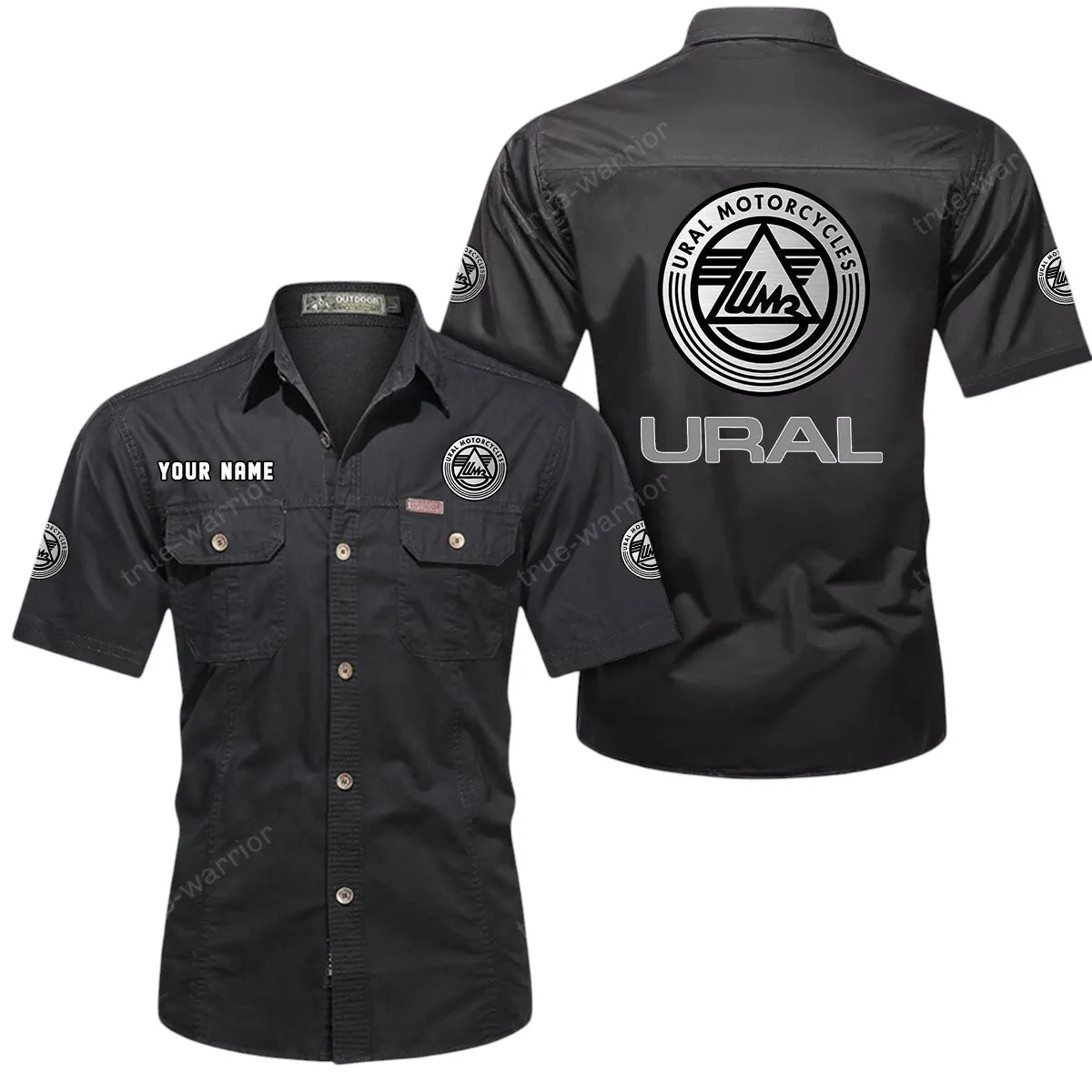 Motorcycles Lovers Gift Short Sleeved Shirt, Button Up Shirt Exclusive Logo For Car Owners CAR444052625837 - Black