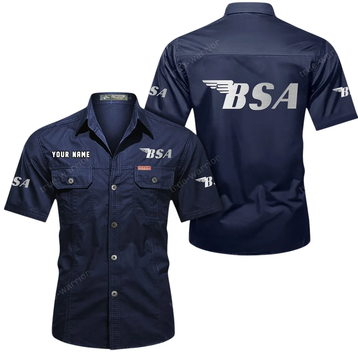 Motorcycles Lovers Gift Short Sleeved Shirt, Button Up Shirt Exclusive Logo For Car Owners CAR444052625847 - Dark Blue