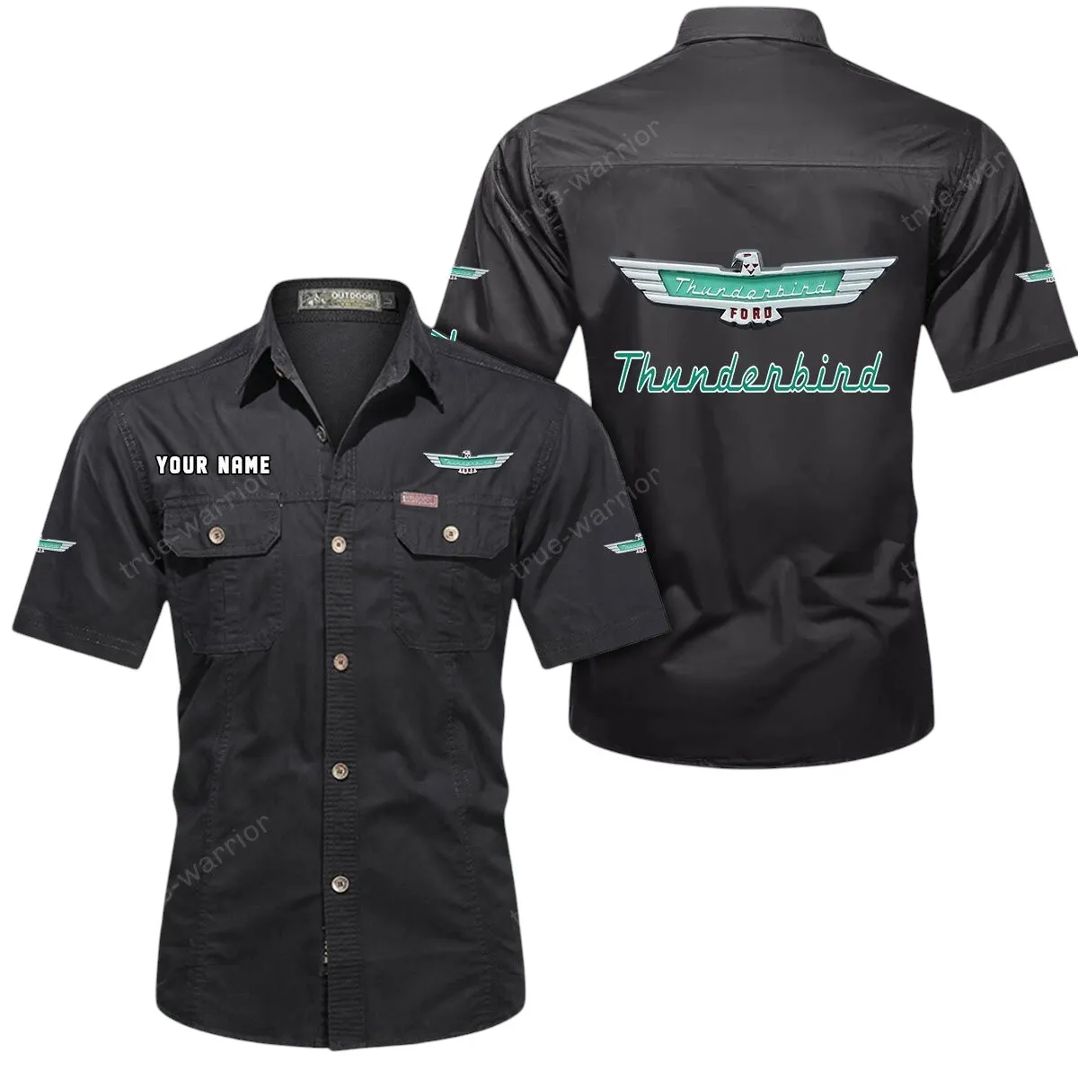 Motorcycles Lovers Gift Short Sleeved Shirt, Button Up Shirt Exclusive Logo For Car Owners CAR444052625954 - Black