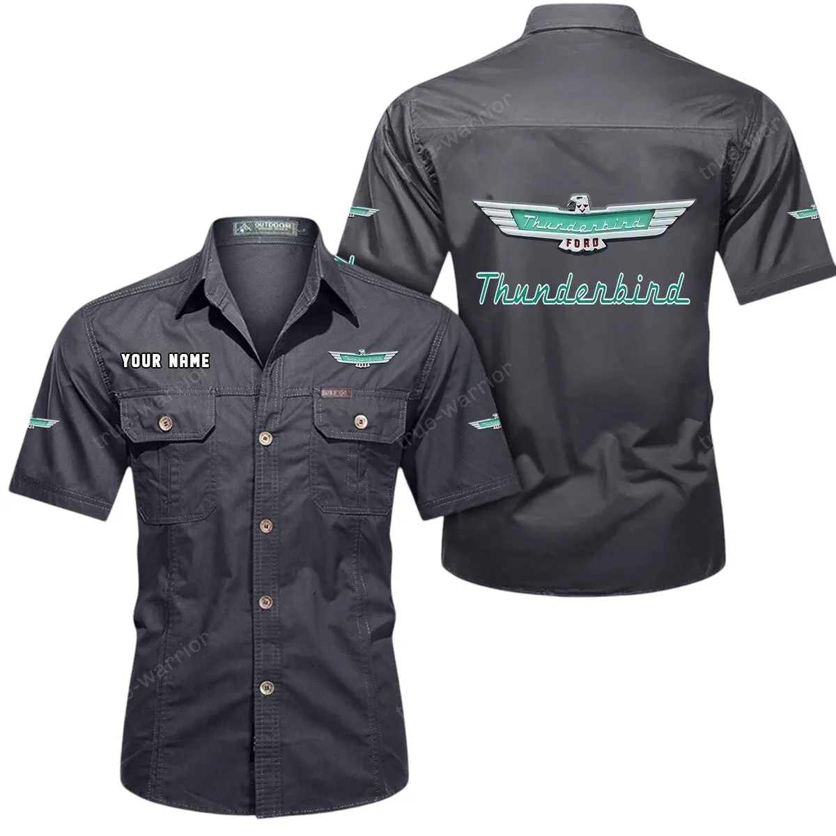 Motorcycles Lovers Gift Short Sleeved Shirt, Button Up Shirt Exclusive Logo For Car Owners CAR444052625954 - Gray