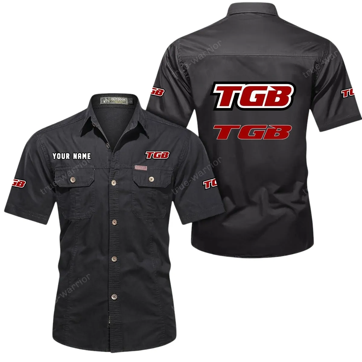 Motorcyles Lovers Gift Short Sleeved Shirt, Button Up Shirt Exclusive Logo For Car Owners CAR444052625857 - Black