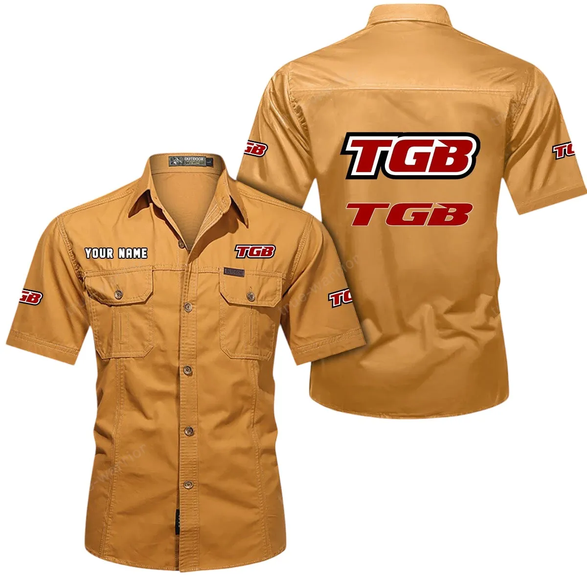 Motorcyles Lovers Gift Short Sleeved Shirt, Button Up Shirt Exclusive Logo For Car Owners CAR444052625857 - Turmeric