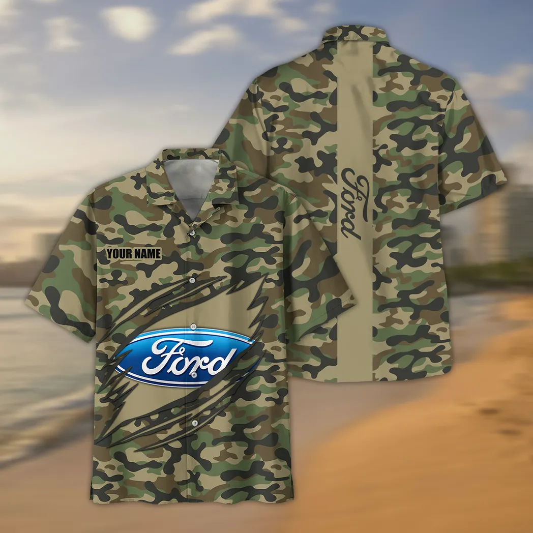 Muscle Car Lovers Gift Hawaiian Shirt, Button up Shirt Camo Style For Car Owners, Custom Name CAR210040825702