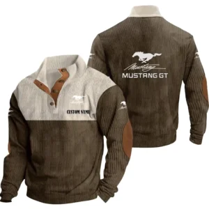Muscle Auto gt Men's Stand Up Collar Base Shirt, Collar Hoodie Exclusive Logo For Car Motorcycles Fans CAR20012125 - Brown