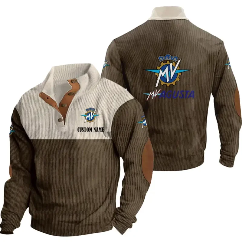 Sporty Motors Men's Stand Up Collar Base Shirt, Collar Hoodie Exclusive Logo For Car Motorcycles Fans CAR20012129 - Brown