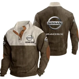 Classic Auto 240sx Men's Stand Up Collar Base Shirt, Collar Hoodie Exclusive Logo For Car Motorcycles Fans CAR20012130 - Brown