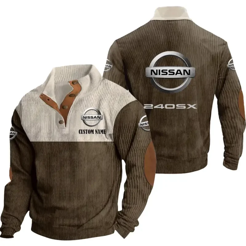 Classic Auto 240sx Men's Stand Up Collar Base Shirt, Collar Hoodie Exclusive Logo For Car Motorcycles Fans CAR20012130 - Brown