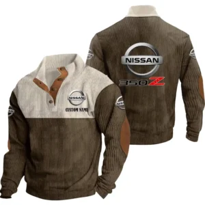 Classic Auto Men's Stand Up Collar Base Shirt, Collar Hoodie Exclusive Logo For Car Motorcycles Fans CAR20012132 - Brown