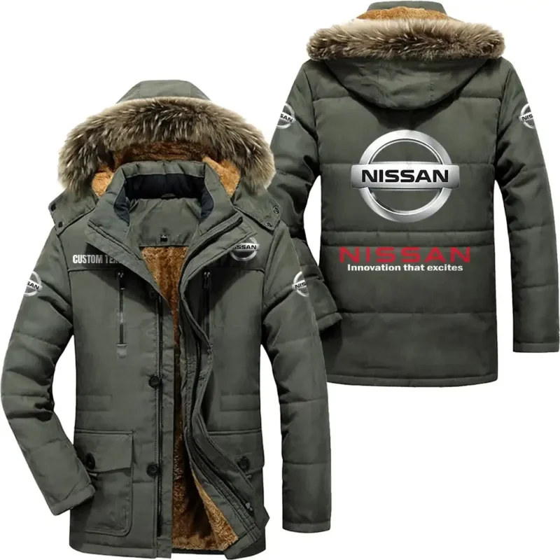 Classic Auto Parka hoodie, Coat with Hood Exclusive Logo For Car Motorcycles Lovers CAR7002082171 - Army Green