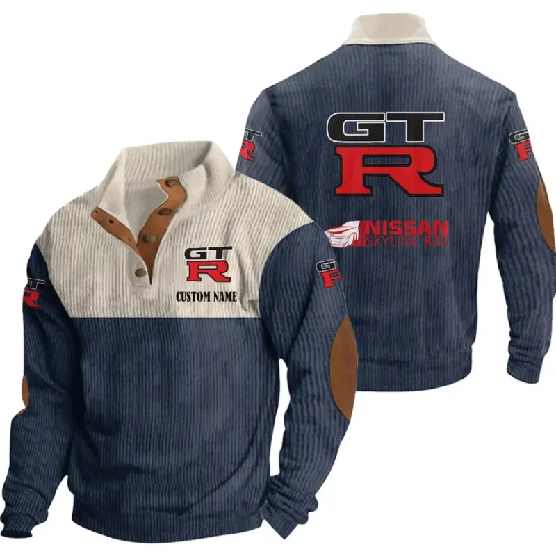 Classic Auto r32 Men's Stand Up Collar Base Shirt, Collar Hoodie Exclusive Logo For Car Motorcycles Fans CAR20012137 - Navy Blue