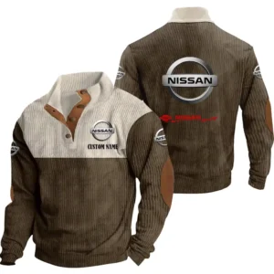Classic Auto racing Men's Stand Up Collar Base Shirt, Collar Hoodie Exclusive Logo For Car Motorcycles Fans CAR20012139 - Brown