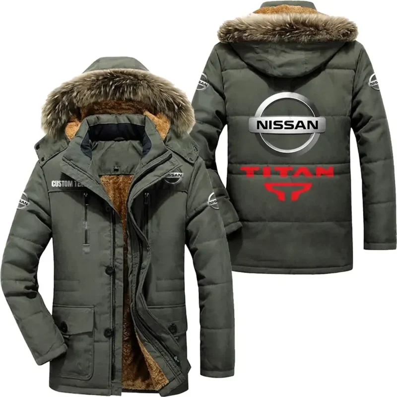 Classic Auto titan Parka hoodie, Coat with Hood Exclusive Logo For Car Motorcycles Lovers CAR7002082179 - Army Green