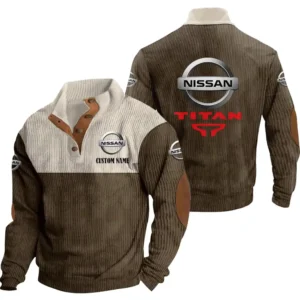 Classic Auto titan Men's Stand Up Collar Base Shirt, Collar Hoodie Exclusive Logo For Car Motorcycles Fans CAR20012143 - Brown
