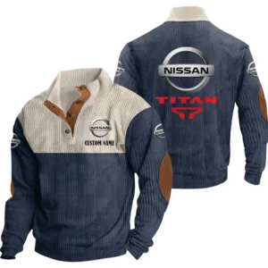 Classic Auto titan Men's Stand Up Collar Base Shirt, Collar Hoodie Exclusive Logo For Car Motorcycles Fans CAR20012143 - Navy Blue