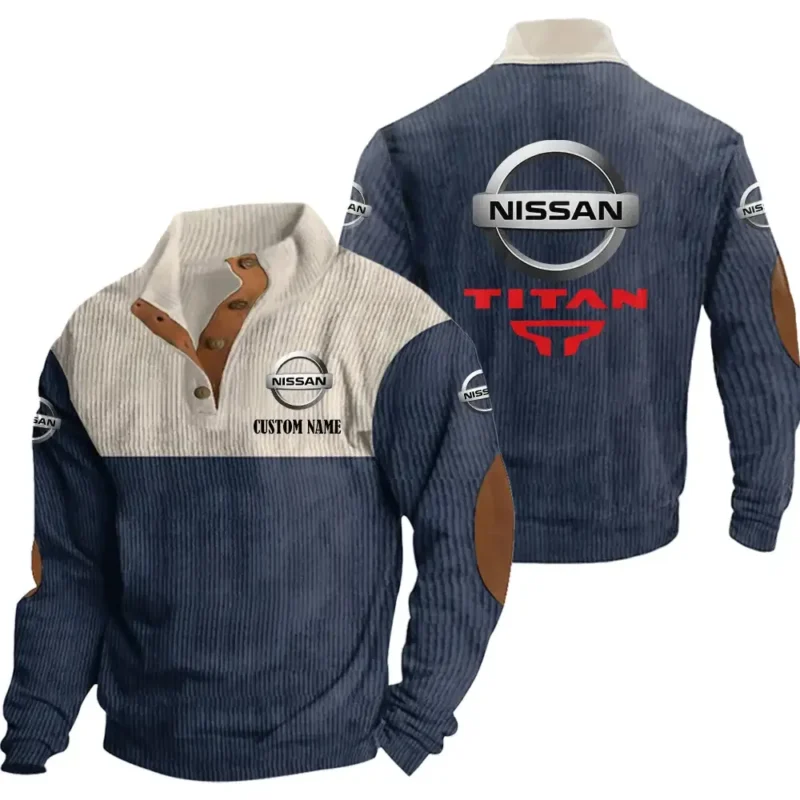 Classic Auto titan Men's Stand Up Collar Base Shirt, Collar Hoodie Exclusive Logo For Car Motorcycles Fans CAR20012143 - Navy Blue