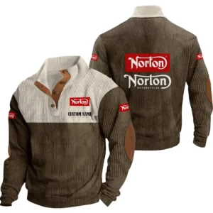Motorcycle Men's Stand Up Collar Base Shirt, Collar Hoodie Exclusive Logo For Car Motorcycles Fans CAR20012144 - Brown