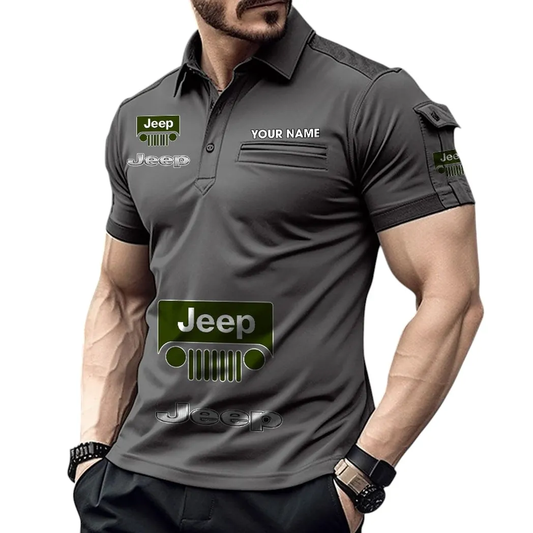 Off-Road Legend Fans Gift Pocket Polo Shirt, Polo Shirt Exclusive Logo For Truck Fan, Custom Name CAR450051325339 - Gray