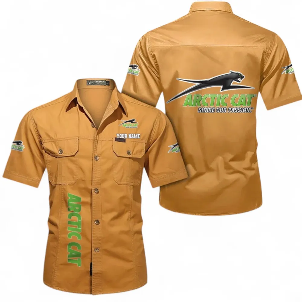 Off-Road Monster Short Sleeved Shirt, Button up Shirt Exclusive Logo For Car Owners, Custom Name CAR392072125823-Turmeric