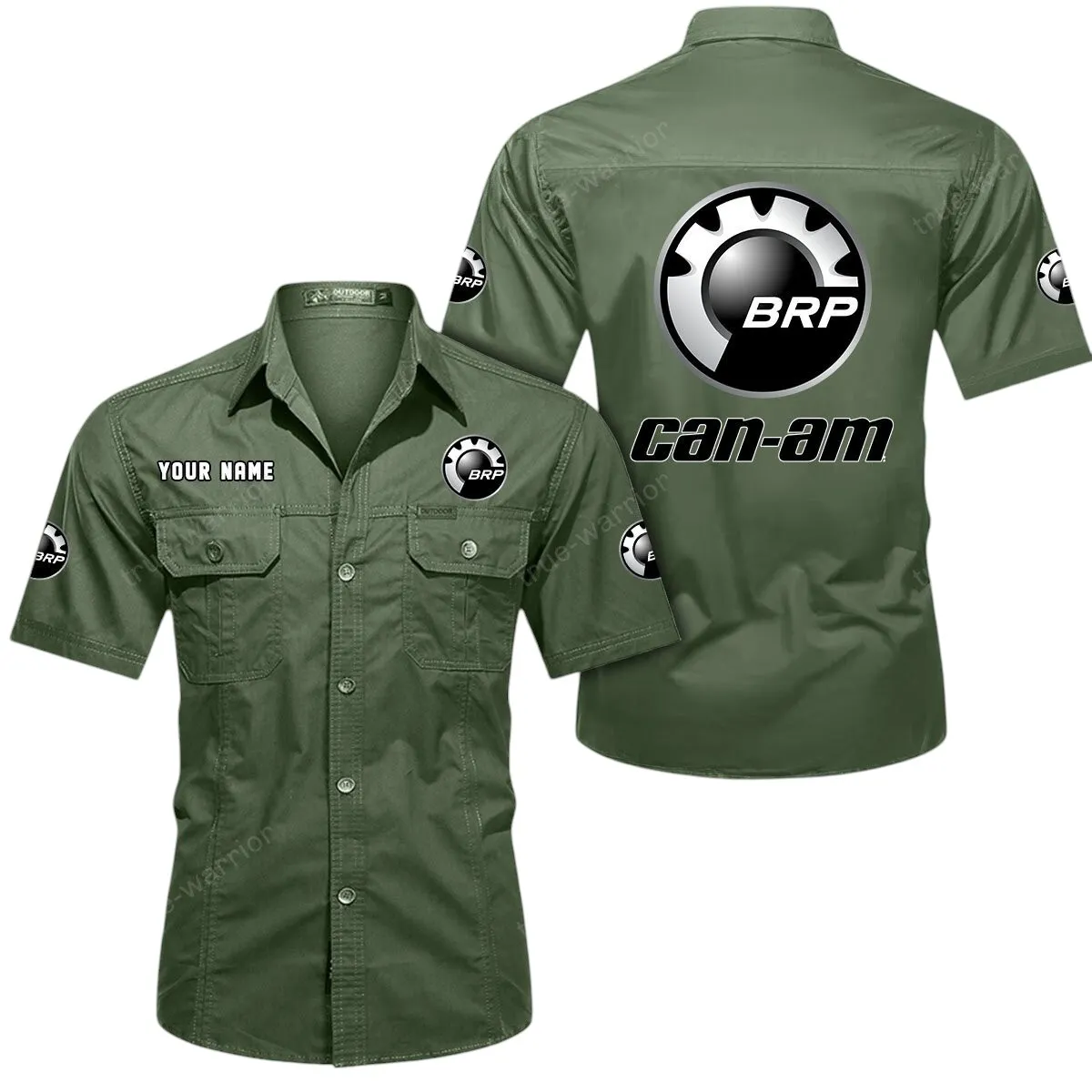 Off-Road Motors Lovers Gift Short Sleeved Shirt, Button Up Shirt Exclusive Logo For Car Owners CAR444052625793 - Army Green