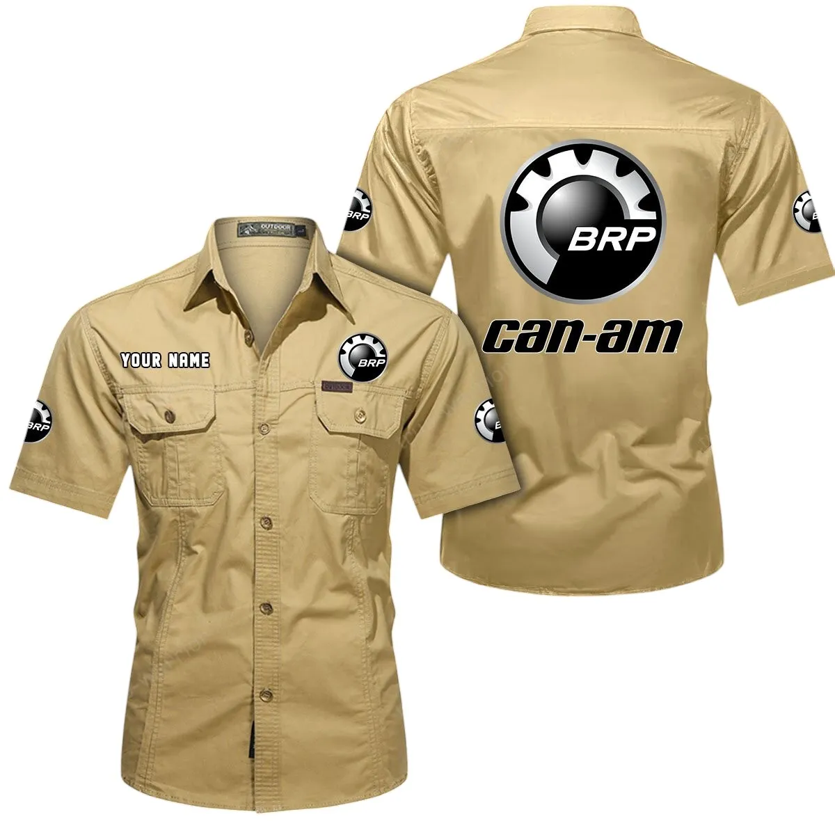 Off-Road Motors Lovers Gift Short Sleeved Shirt, Button Up Shirt Exclusive Logo For Car Owners CAR444052625793 - Khaki
