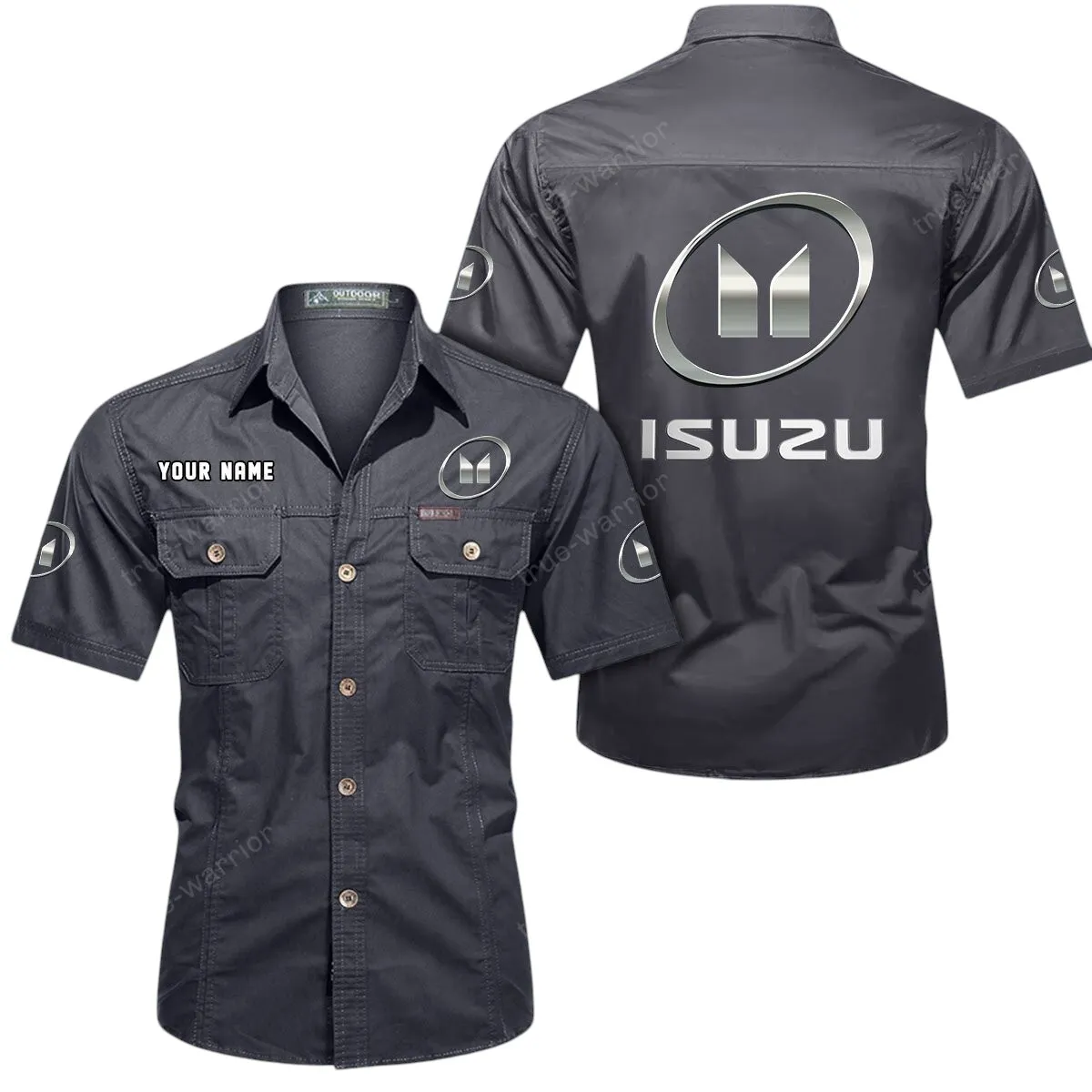 Off-Road Truck Lovers Gift Short Sleeved Shirt, Button Up Shirt Exclusive Logo For Car Owners CAR444052625790 - Gray