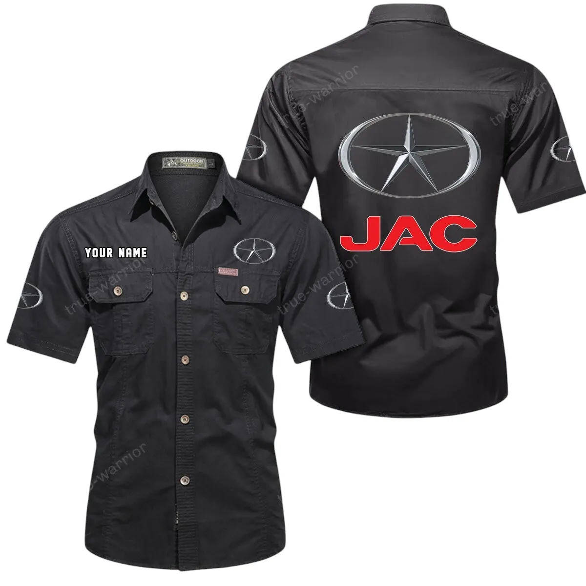 Off-Road Truck Lovers Gift Short Sleeved Shirt, Button Up Shirt Exclusive Logo For Car Owners CAR444052625889 - Black