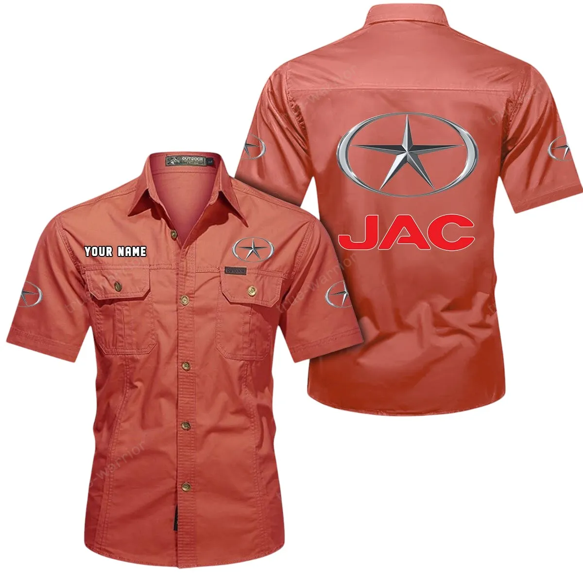 Off-Road Truck Lovers Gift Short Sleeved Shirt, Button Up Shirt Exclusive Logo For Car Owners CAR444052625889 - Red